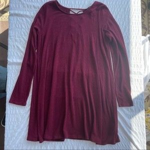 Burgundy Forever 21 Dress with Criss Cross Back